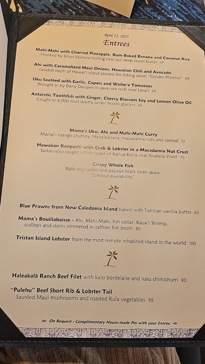 Mama's Fish House Menu - Image 2